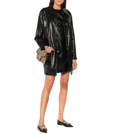 Shop Gucci Leather Coat In Black