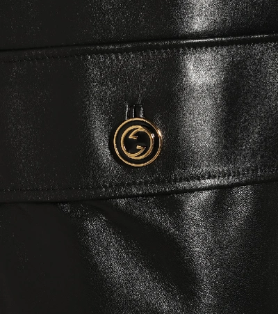 Shop Gucci Leather Coat In Black