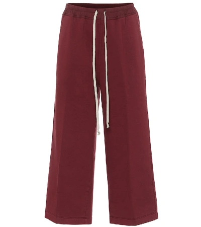 Shop Rick Owens Drkshdw Felpa Cropped Cotton Sweatpants In Red