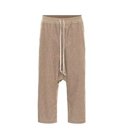 Shop Rick Owens Cropped Cotton Trackpants In Brown