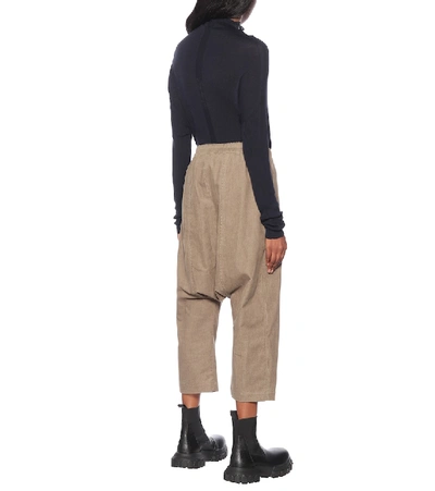 Shop Rick Owens Cropped Cotton Trackpants In Brown