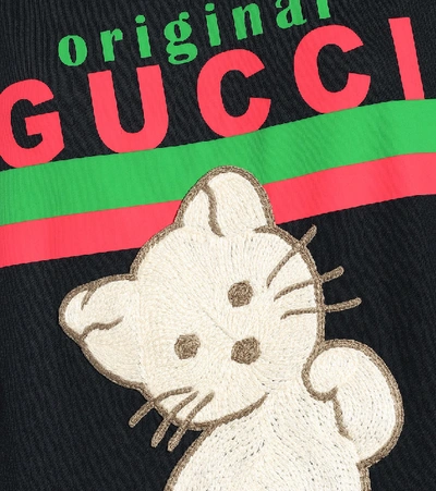 Shop Gucci Logo Cotton T-shirt In Black