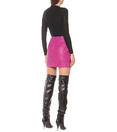 Shop Saint Laurent Leather Miniskirt In Pink