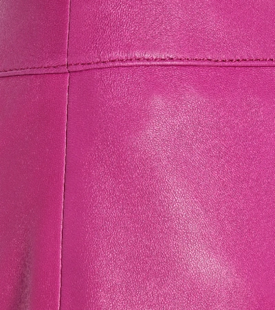 Shop Saint Laurent Leather Miniskirt In Pink