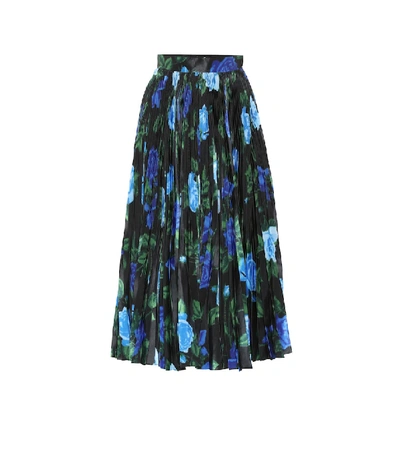 Shop Richard Quinn Floral High-rise Satin Midi Skirt In Black