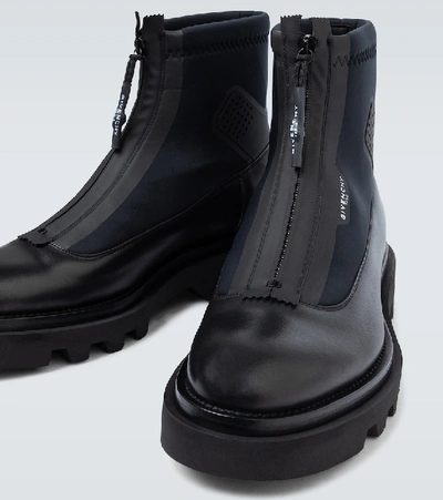 Shop Givenchy Leather And Neoprene Combat Boots In Black