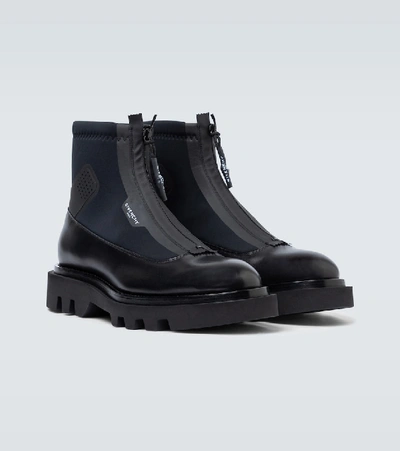 Shop Givenchy Leather And Neoprene Combat Boots In Black