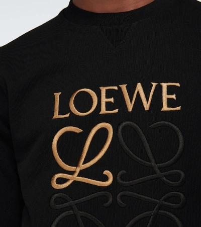 Shop Loewe Anagram Embroidered Sweatshirt In Black