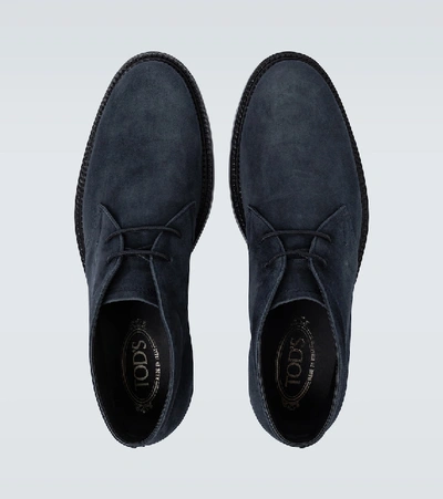Shop Tod's Suede Desert Boots In Blue