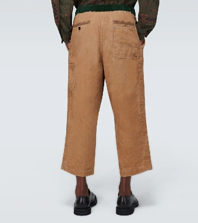 Shop Sacai Cropped Corduroy Pants In Beige