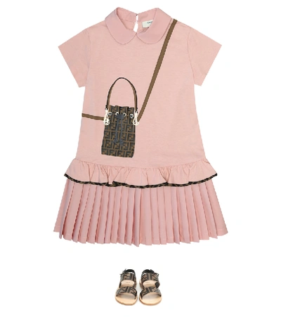 Shop Fendi Trompe L'oeil Cotton Dress In Pink