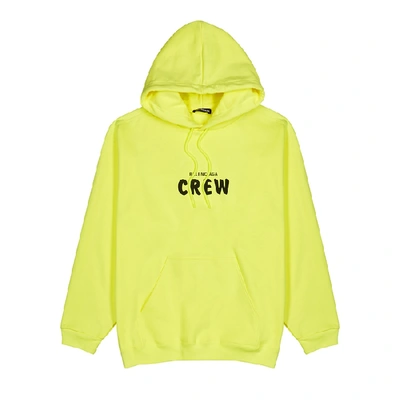 Shop Balenciaga Crew Neon Yellow Hooded Cotton Sweatshirt In Lime