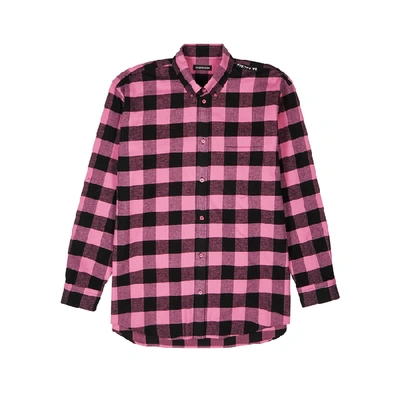 Shop Balenciaga Pink Checked Flannel Shirt