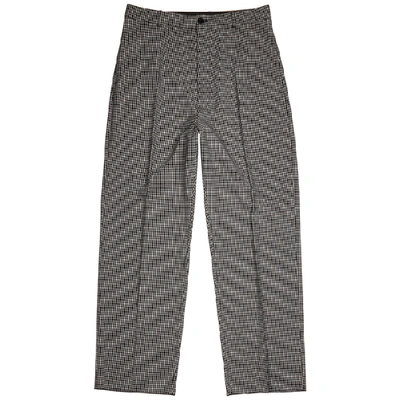 Shop Balenciaga Monochrome Checked Wool-blend Trousers In Black And White