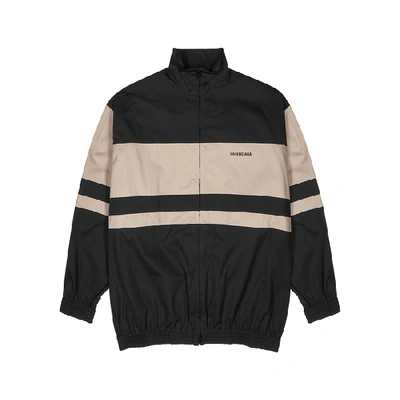 Shop Balenciaga Two-tone Striped Cotton Track Jacket In Black