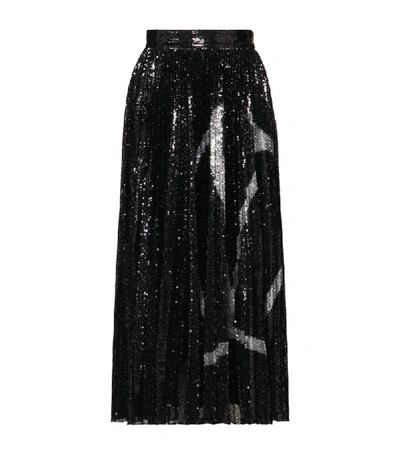 Shop Valentino Metallic Vlogo Pleated Skirt
