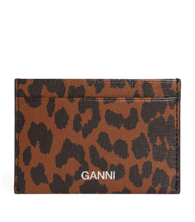 Shop Ganni Leather Leopard Print Card Holder