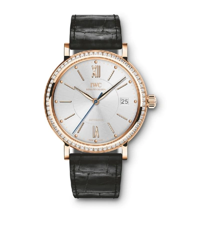 Shop Iwc Schaffhausen Rose Gold And Diamond Portofino Automatic Watch 37mm