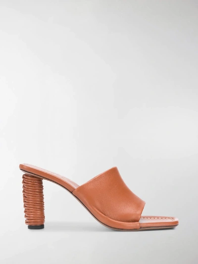Shop Neous Ginan Heeled Mules In Brown