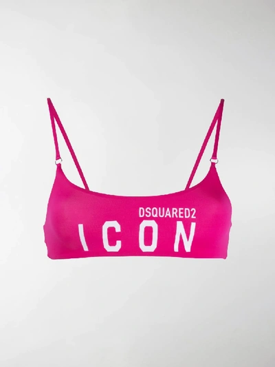 Shop Dsquared2 Icon Logo Print Bandeau Bikini Top In Pink
