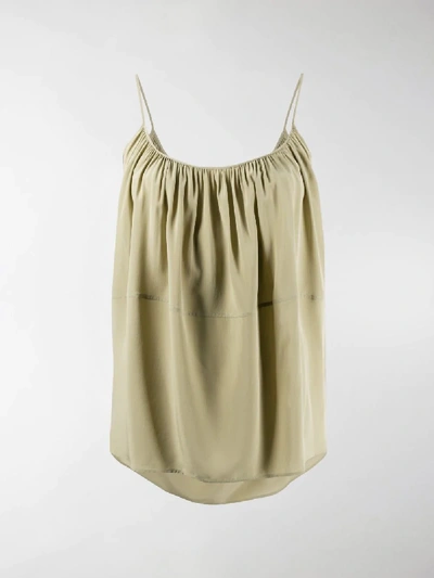 Shop Chloé Pleated Silk Camisole In Green