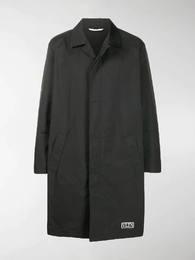 Shop Valentino Single-breasted Mid-length Coat In Black