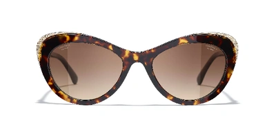 Pre-owned Chanel Havana Cat Eye Sunglasses In Dark Brown, ModeSens