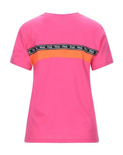 Shop Fila Woman T-shirt Fuchsia Size S Cotton In Pink