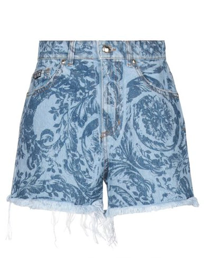 Shop Versace Jeans Couture Denim Shorts In Blue