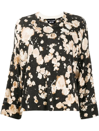 Shop Boutique Moschino Floral Long-sleeve Jumper In Black