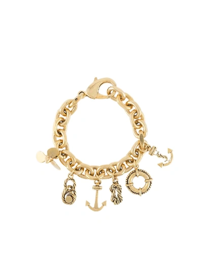 Shop Saint Laurent Chain Charm Bracelet In Gold