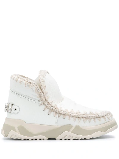 Shop Mou Eskimo Whipstitch High-top Sneakers In White