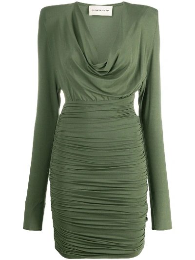 Shop Alexandre Vauthier Structured Shoulder Dress In Green