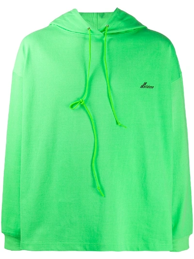 Shop We11 Done Drawstring Cotton Hoodie In Green