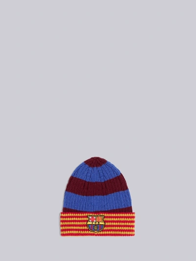 Shop Thom Browne Multi-color Lambswool Fcb Crest Stripe Hat In Red
