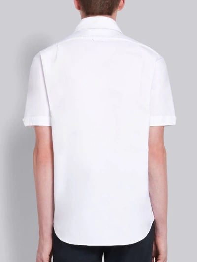 Shop Thom Browne White Cotton Oxford Fcb Patch Classic Short Sleeve Shirt