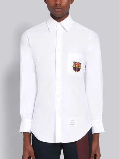 Shop Thom Browne White Cotton Oxford Fcb Patch Classic Long Sleeve Shirt