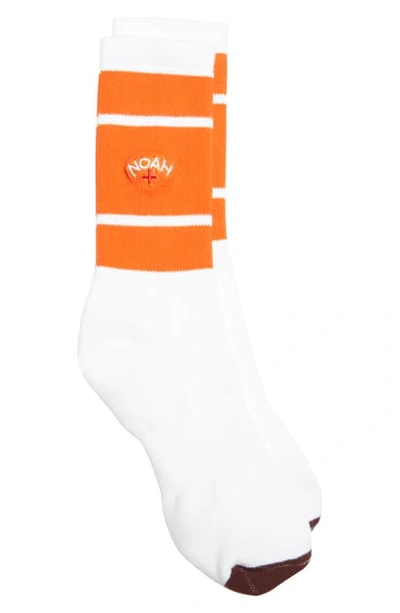 Shop Noah Varsity Stripe Cotton Blend Socks In Orange