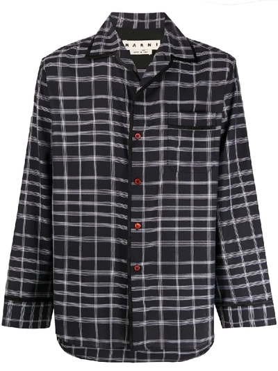 Shop Marni Check Pyjama Shirt In Black