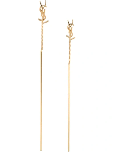 Shop Saint Laurent Opyum Long Earrings In Gold