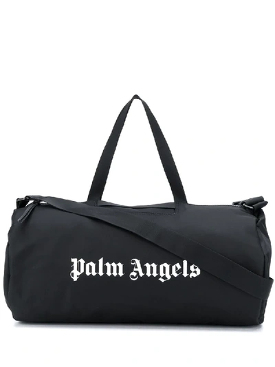 Shop Palm Angels Logo Print Duffle Bag In Black