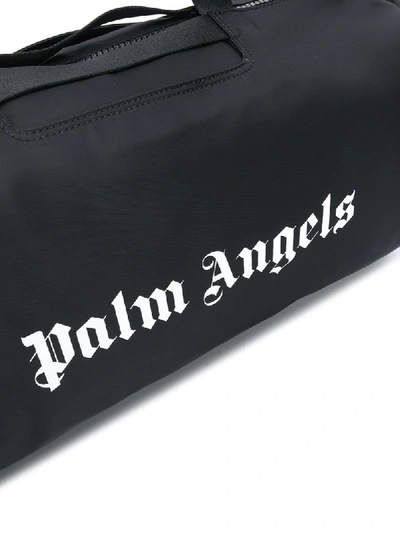 Shop Palm Angels Logo Print Duffle Bag In Black