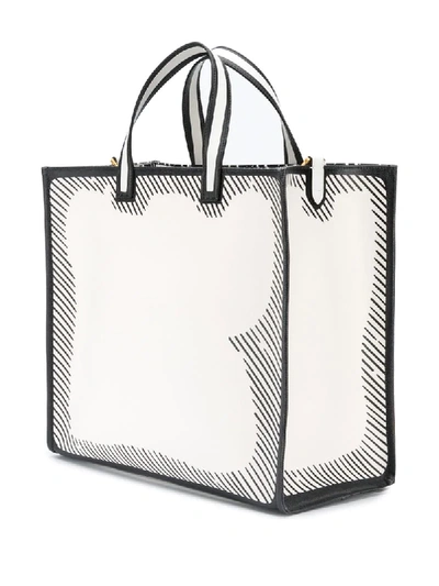 Shop Fendi Leather Tote Bag In White