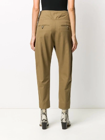 Isabel Marant Étoile Raluni Olive Tapered Cotton Trousers In Brown |  ModeSens