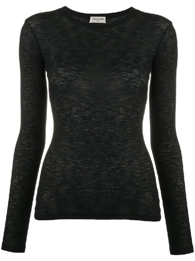 Shop Saint Laurent Semi-sheer Long-sleeved Jumper In Black