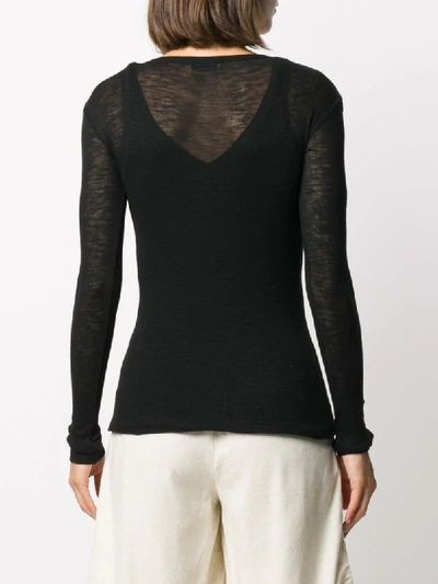 Shop Saint Laurent Semi-sheer Long-sleeved Jumper In Black