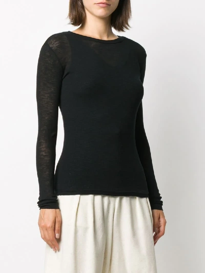 Shop Saint Laurent Semi-sheer Long-sleeved Jumper In Black