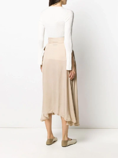 Shop Maison Flaneur High-waisted Side Tie Skirt In Neutrals
