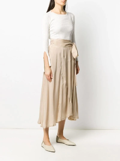 Shop Maison Flaneur High-waisted Side Tie Skirt In Neutrals