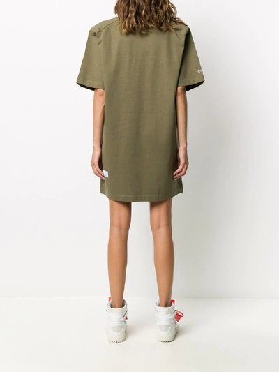 Shop Heron Preston Padded Shoulder T-shirt Dress In Green